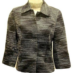 JNY SIGNATURE Navy/White 3/4 Sleeve Blazer